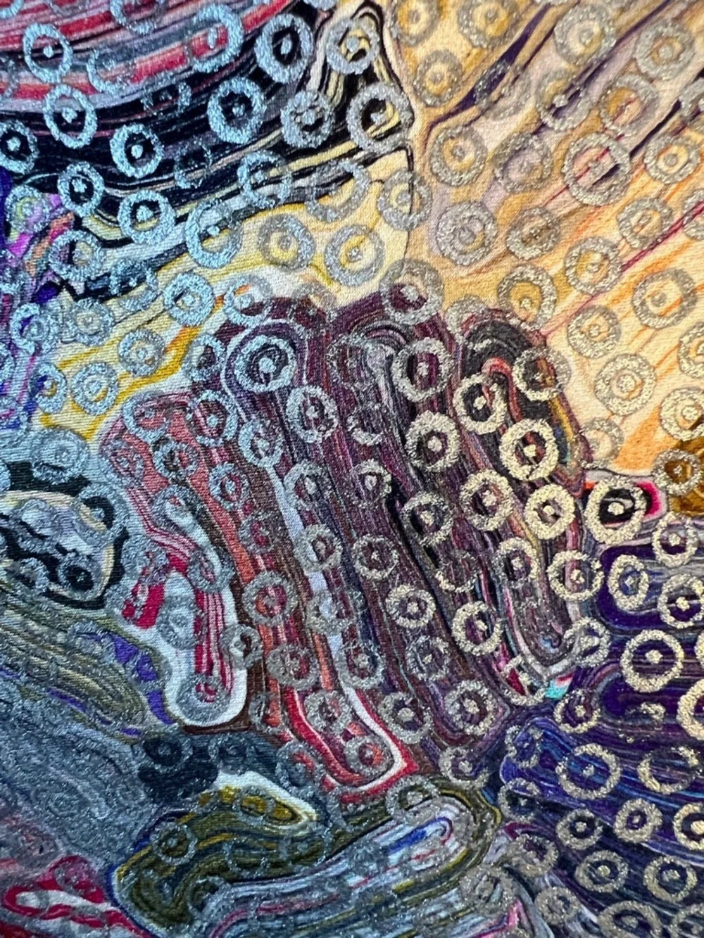 Portofino Marvel 14K Gold Multicolor Abstract Pattern Silk Tie RARE Vintage 60”